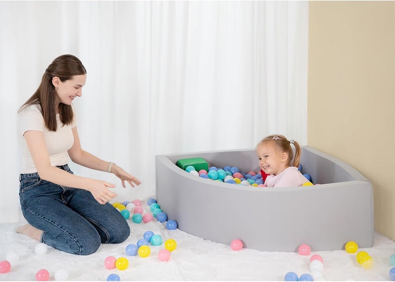 UHAPPYEE Ball Pit Grey,Sector Foam Ball Pits for Toddlers,Ball Pit Pool Playpen Foldable & Portable Soft Ball Pool 35.4”x 11.8” - Image 4